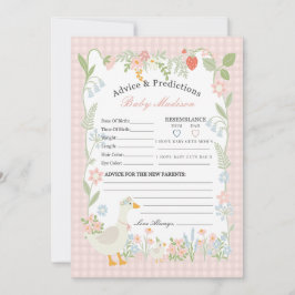 Roze Gekke Gans Floral Gingham Advies voor Baby Kaart