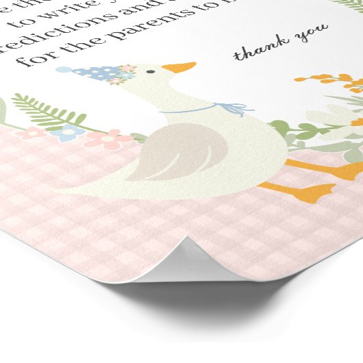 Roze Gekke Gans Floral Gingham Advies voor Baby Poster (Hoek)