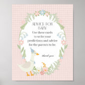 Roze Gekke Gans Floral Gingham Advies voor Baby Poster (Voorkant)