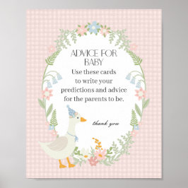 Roze Gekke Gans Floral Gingham Advies voor Baby Poster