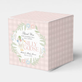 Roze Gekke Gans Floral Gingham Baby shower Bedankdoosjes