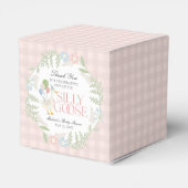 Roze Gekke Gans Floral Gingham Baby shower Bedankdoosjes (Achterkant)