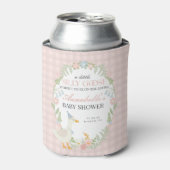 Roze Gekke Gans Floral Gingham Baby shower Favorie Blikjeskoeler (Blikje Voorkant)