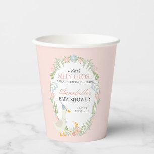 Roze Gekke Gans Floral Gingham Baby shower Favorie Papieren Bekers