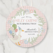 Roze Gekke Gans Floral Gingham Baby shower Favors Bedankjes Labels (Achterkant)
