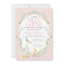 Roze Gekke Gans Floral Gingham Baby shower
