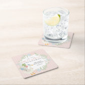 Roze Gekke Gans Floral Gingham Baby shower Kartonnen Onderzetters (Insitu)