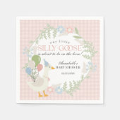 Roze Gekke Gans Floral Gingham Baby shower Servet (Voorkant)