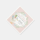 Roze Gekke Gans Floral Gingham Baby shower Servet (Hoek)