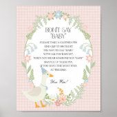 Roze Gekke Gans Floral Gingham Dont Say Baby Game Poster (Voorkant)
