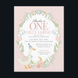 Roze Gekke Gans Floral Gingham eerste verjaardag Briefkaart<br><div class="desc">Een gekke gans is nog een jaar ouder. Dit Gekke Goose Party Decor Collectie is ideaal voor het vieren van je lieve kleine meisje! Met een schattige gekke gans, pastelbloemen en zachte gingmatronen is dit collectie ideaal voor het toevoegen van een vleugje speelse elegantie aan elk feest. Of het nu...</div>
