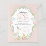 Roze Gekke Gans Floral Gingham eerste verjaardag Briefkaart<br><div class="desc">Een gekke gans is nog een jaar ouder. Dit Gekke Goose Party Decor Collectie is ideaal voor het vieren van je lieve kleine meisje! Met een schattige gekke gans, pastelbloemen en zachte gingmatronen is dit collectie ideaal voor het toevoegen van een vleugje speelse elegantie aan elk feest. Of het nu...</div>