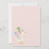 Roze Gekke Gans Floral Gingham eerste verjaardag Kaart (Achterkant)