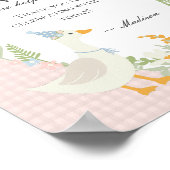 Roze Gekke Gans Floral Gingham Favors Sign Poster (Hoek)