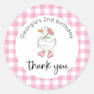 Roze Gekke Gans Verjaardag Bedankt Ronde Sticker