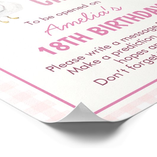 Roze Gekke Gans Verjaardag Tijd Capsule Teken Poster (Hoek)