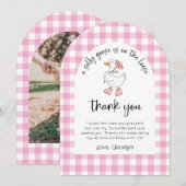 Roze Gekke Gans Verjaardagsfoto Dank u kaart (Voorkant / Achterkant)