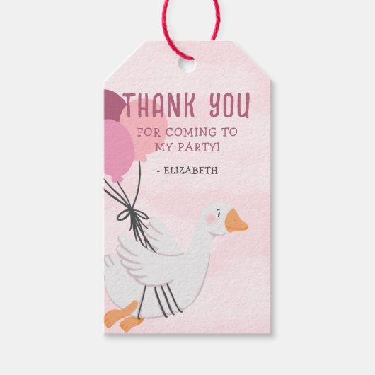 Roze Gekke Gans Verjaardagsgunst Cadeaulabel (Voorkant)