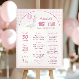 Roze Gekke Goose Balloon Verjaardag Milestone Sign Poster