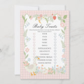 Roze Gekke Goose Floral Gingham Baby Traits Game Kaart (Voorkant)