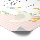 Roze Gekke Goose Floral Gingham Kaarten en geschen Poster (Hoek)