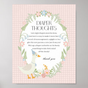 Roze Gekke Goose Floral Gingham Luier Gedachten Poster