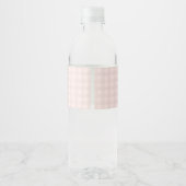 Roze Gekke Goose Floral Gingham Waterfles Etiket (Achterkant)