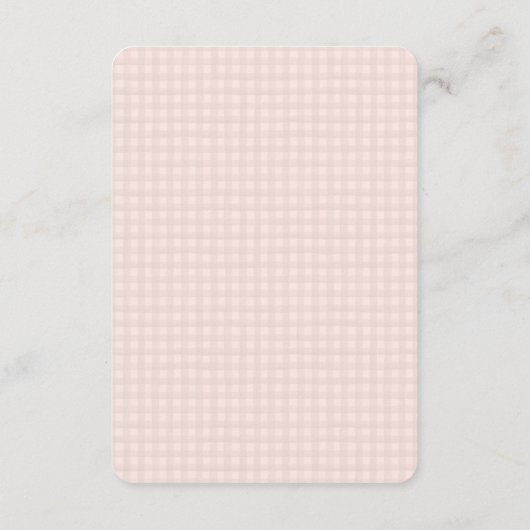 Roze Gekke Goose Gingham Bloemen Details Informatiekaartje (Achterkant)