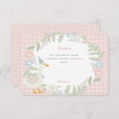 Roze Gekke Goose Gingham Bloemen Details Informatiekaartje (Voorkant / Achterkant)