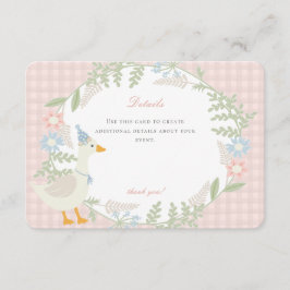 Roze Gekke Goose Gingham Bloemen Details Informatiekaartje