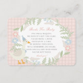 Roze Gekke Goose Gingham Bloemenboeken voor Baby Informatiekaartje (Voorkant)