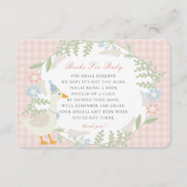 Roze Gekke Goose Gingham Bloemenboeken voor Baby Informatiekaartje