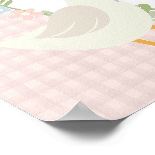 Roze Gekke Goose Gingham Verjaardag Welkom Teken Poster (Hoek)