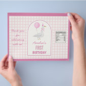 Roze Gekke Goose Girl Verjaardag Chip Bag Wrapper Flyer (Hand)