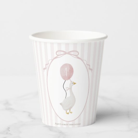 Roze Gekke Goose Paper Cup Papieren Bekers (Voorkant)