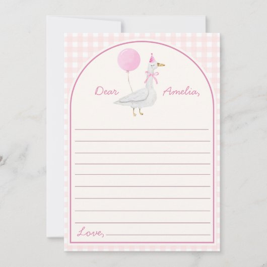 Roze Gekke Goose Time Capsule Note Bericht Kaart (Voorkant)