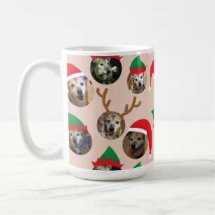 Roze Gekke Kerst Pet Hond Fotocollage Koffiemok
