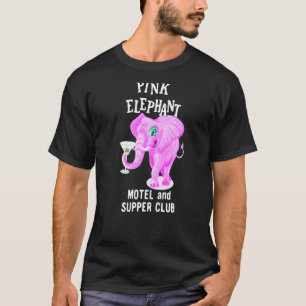Roze gekleurd olifant met Martini-glas T-shirt