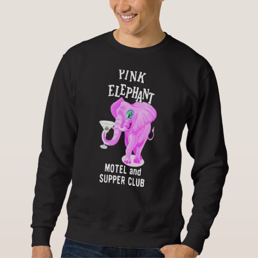 Roze gekleurd olifant met Martini-glas Trui (Voorkant)