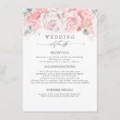 Roze Gekleurde Bloemen Trouwinformatie Informatiekaartje (Voorkant)