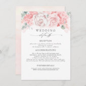 Roze Gekleurde Bloemen Trouwinformatie Informatiekaartje (Voorkant / Achterkant)