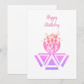 Roze gekleurde geometrische kunst & bloemen Platte (Voorkant / Achterkant)