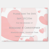 Roze gekleurde harten ontwerp bruiloft magneet (Voorkant)