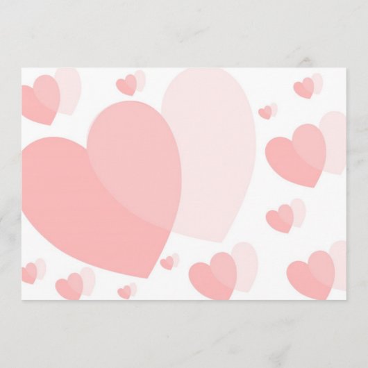 Roze gekleurde harten ontwerp bruiloft menu (Achterkant)