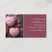 Roze gekleurde hartvormige chocolaatjes visitekaartje (Achterkant)