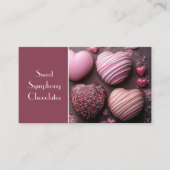 Roze gekleurde hartvormige chocolaatjes visitekaartje (Voorkant)