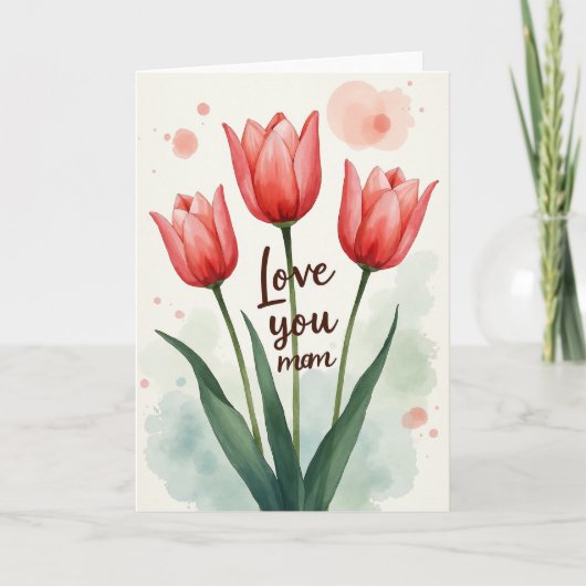 Roze gekleurde Moeder Liefde Kaart (Voorkant)
