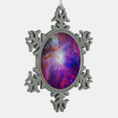 Roze gekleurde Orion Nebula Tin Sneeuwvlok Ornament (Links)