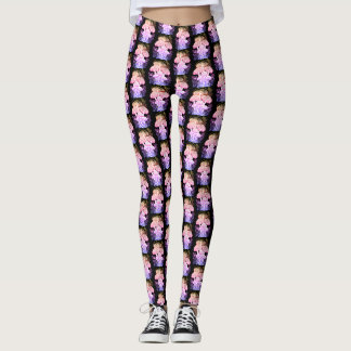 Roze gekleurde paddenstoelen overal aangepast mode leggings