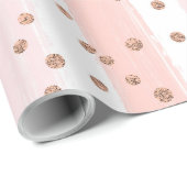 Roze gekleurde strips & Gold Confetti Pattern Cadeaupapier (Rol Hoek)